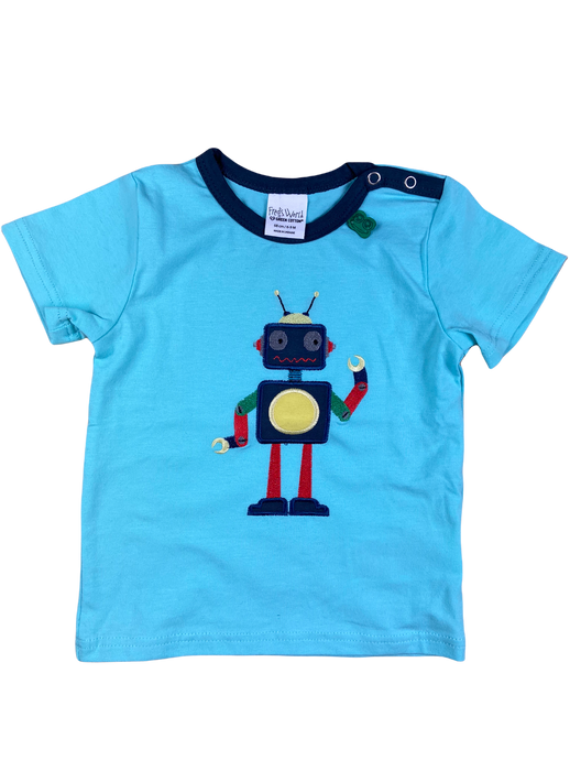 Freds WOlrd T-Shirt blau Roboter GOTS Second Hand
