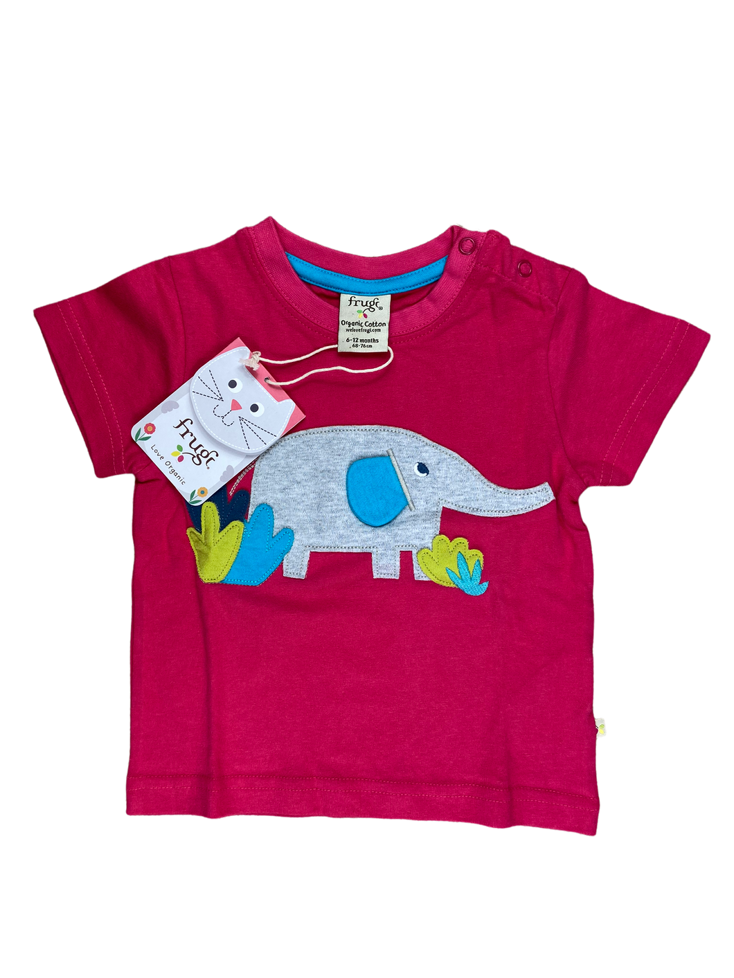 Frugi T-Shirt pink Elefant Sale GOTS 74 80 nachhaltige Kinderkleidung